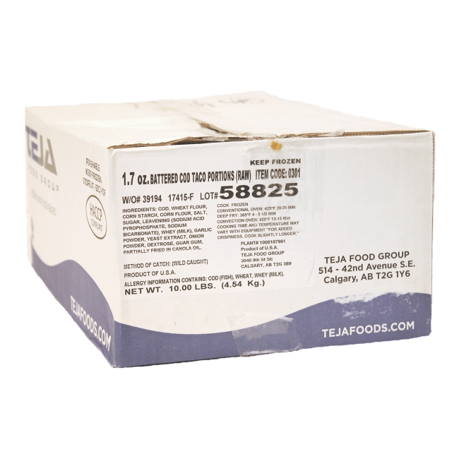 1.7 oz Battered Fish Cod Taco Portions