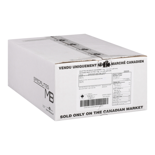 Seasoned beef patties 113g fully cooked with grill marks