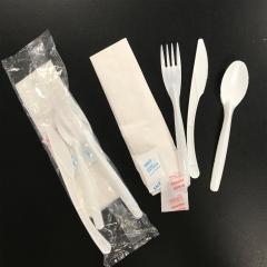 FOOD KIT PP WHITE KNI/FORK/TEASPOON/NAPK/S/P
