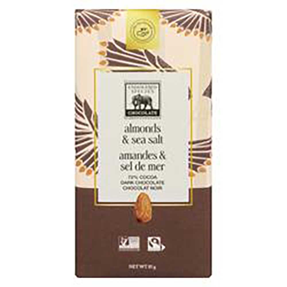 72 Percent Cocoa Dark Chocolate with Sea Salt and Almonds Bar