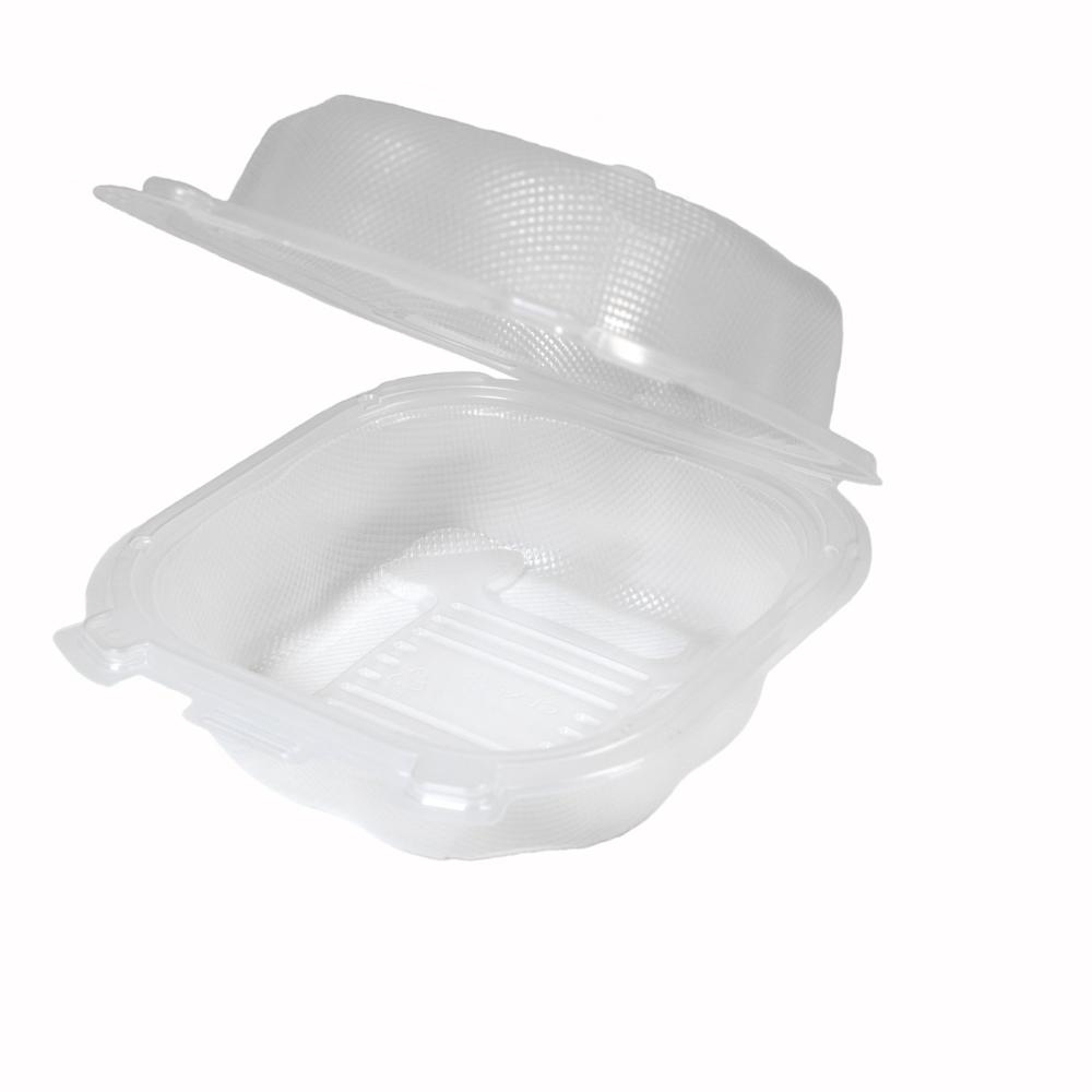 6 x 6 in Clear Polypropylene Hinged Square Container