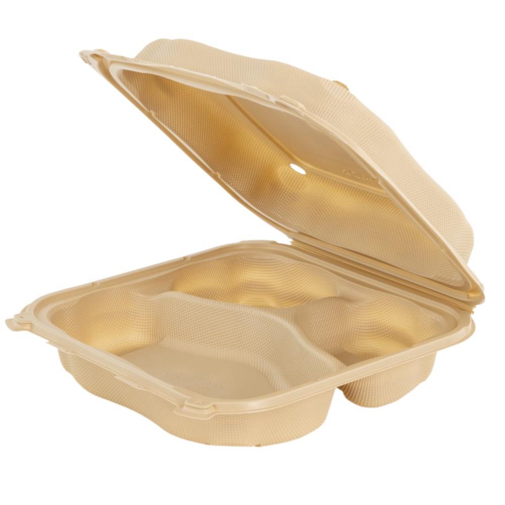 9.3x9.7x3 in Kraft XL 3-Part PP Containers with Flap