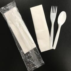 FOOD KIT PP WHITE FORK/TEASPOON/NAPKIN
