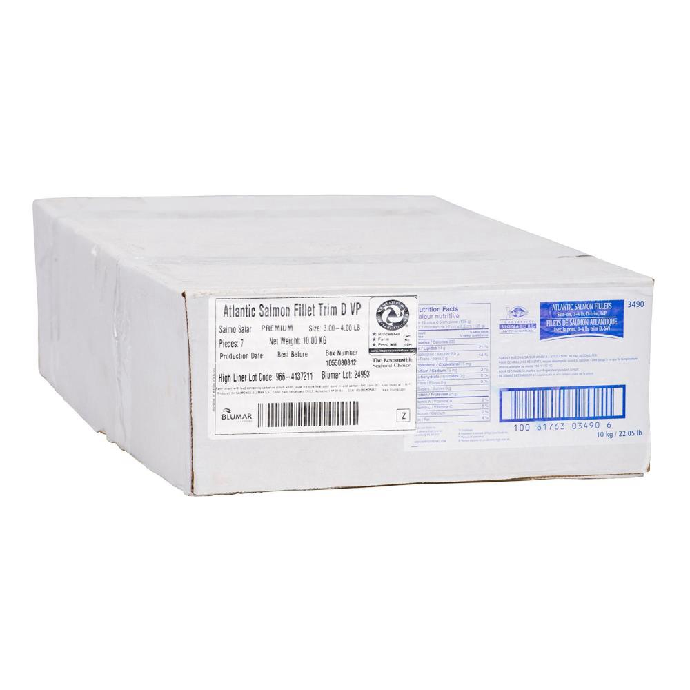 Skin-On D-Trim IVP 3-4 lb Atlantic Salmon Fillets