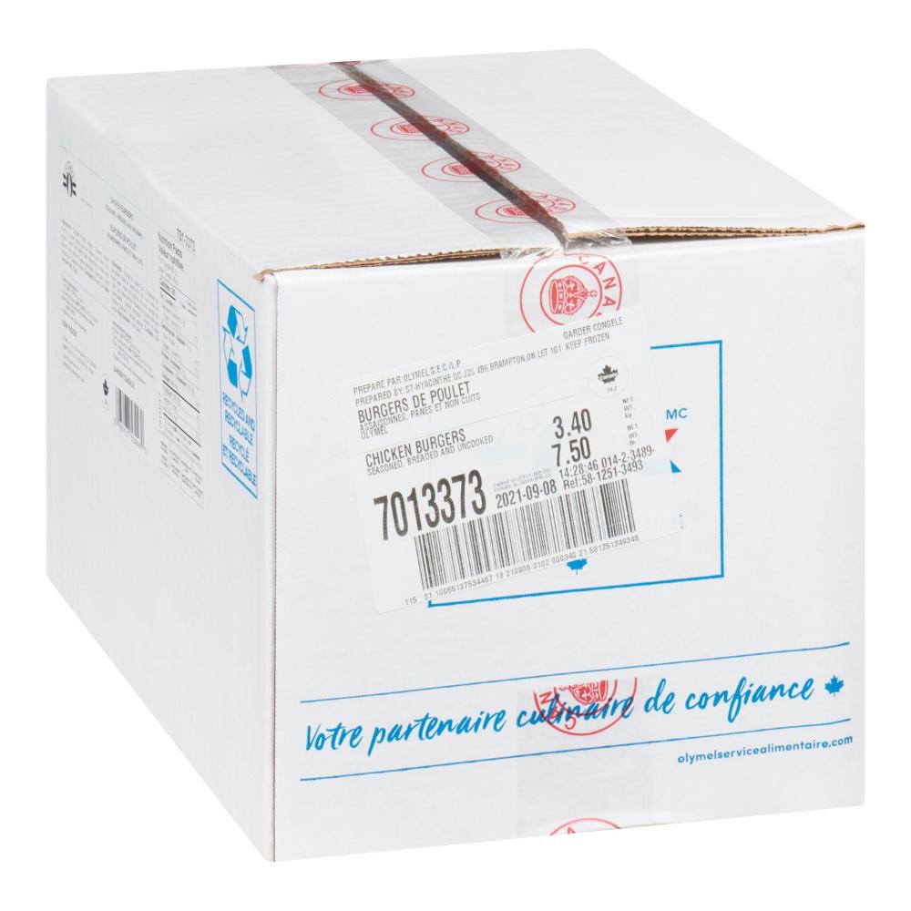 85 g Uncooked Seasoned Breaded Round Halal Chicken Burger