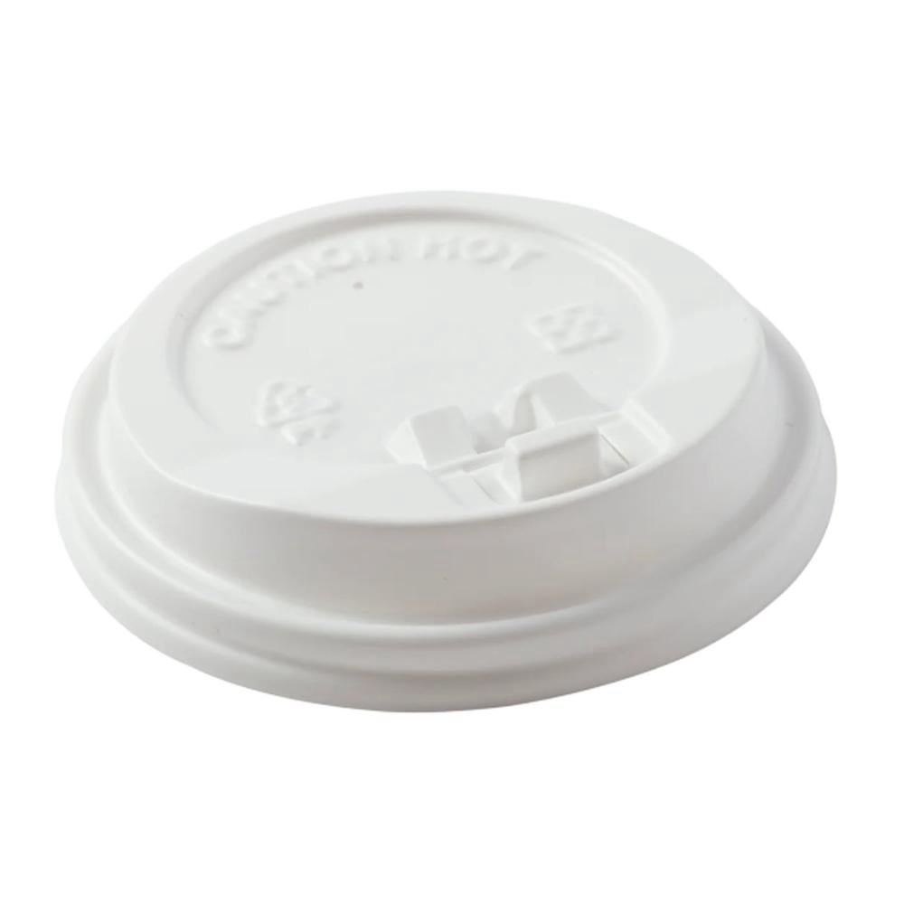 Polypropylene 80 mm White Dome Closing Lid for 8 oz Hot Cup