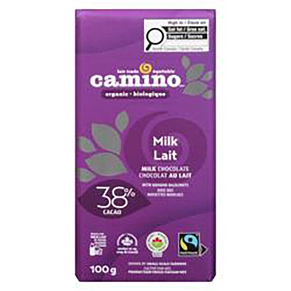Organic 38 Percent Cacao Milk Chocolate Bar