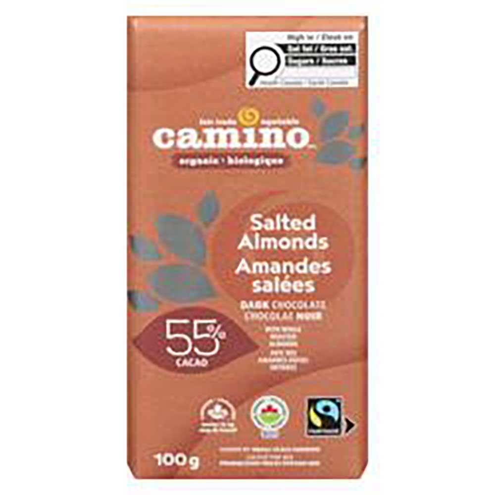 Almonds and Sea Salt 55 Percent Cacao Dark Chocolate Bar
