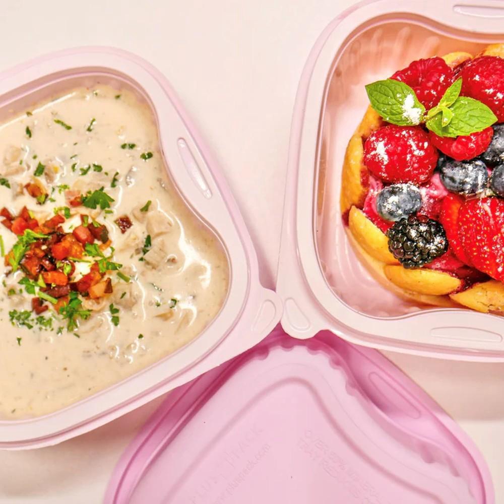 Polypropylene Pink Bistro Square Microwave Container