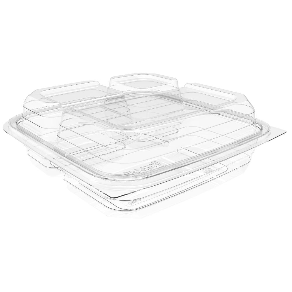 PET 3 Compartment Container with Clear Lid