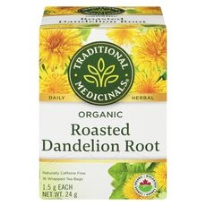 Sachets de tisane de racine de pissenlit rôtie biologique, 16 unités