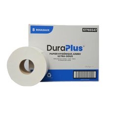 DuraPlus® UltraSoft Jumbo Bathroom Tissue, 2-Ply, White, 1000' , 8 Rolls/Case, Made in Canada