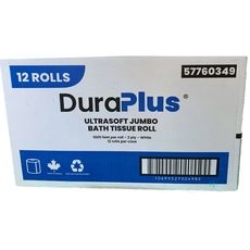 DuraPlus® Universal Jumbo Bathroom Tissue, 2-Ply, White, 1000', 12 Rolls/Case, Made in Canada