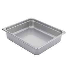 304 Stainless Steel 24 Gauge Medium Weight Anti Jamming Two Third Size Steam Table Pan, 4 inch Deep