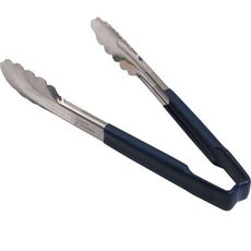 4780930 Stainless Steel Antimicrobial One Piece Scalloped Tong with Blue Kool-Touch Handle, 9.5 inch Length