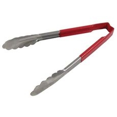 4780940 Stainless Steel Antimicrobial One Piece Scalloped Tong with Red Kool-Touch Handle, 9.5 inch Length