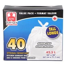White Super Ties Kitchen Bag, 40 count