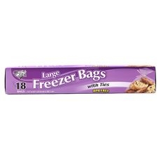 Large Freezer Bag with Ties, 18 count