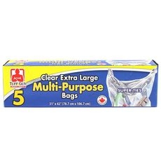 Clear Super Ties Multi-Purpose Garbage Bag, 5 count