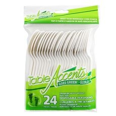 Full Size Bioplastic Teaspoons, 24 count