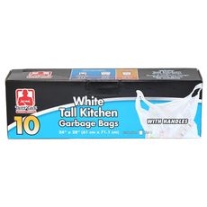 White Tall Kitchen Bag with Handle, 10 count