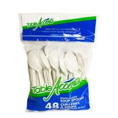 White Polypropylene Soup Spoons, 48 count