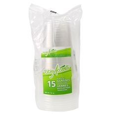12 Ounce Clear Plastic Glasses, 15 count