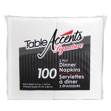 White 2 Ply 8 Fold Signature Dinner Napkin, 100 count
