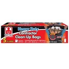 Heavy Duty Black Tear Resistant Contractor Bag, 5 count