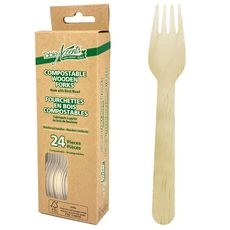 Birch Wood Reinforced Handle Fork, 24 count