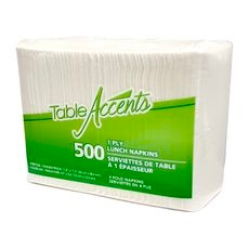 White 1 Ply 4 Fold Lunch Napkin, 500 count