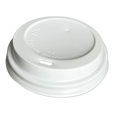 White Polypropylene Dome Sipper Lid for 10 12 and 16 Ounce Cups, 90mm Dia.