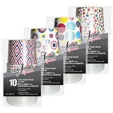 Signature 12 Ounce Assorted Designs To Go Paper Bowl with Lid, 10 count