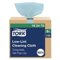 Turquoise W24 Low-Lint 1 Ply Cleaning Cloth, 9 x 16.5 inch