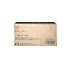 EcoSystems® Wrapped Wooden Cutlery Kit, Fork and Knife, Brown, 500/Case
