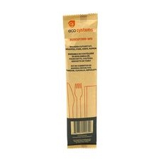 EcoSystems® Wrapped Wooden Cutlery Kit, Fork, Knife, Napkin, Brown, 500/Case