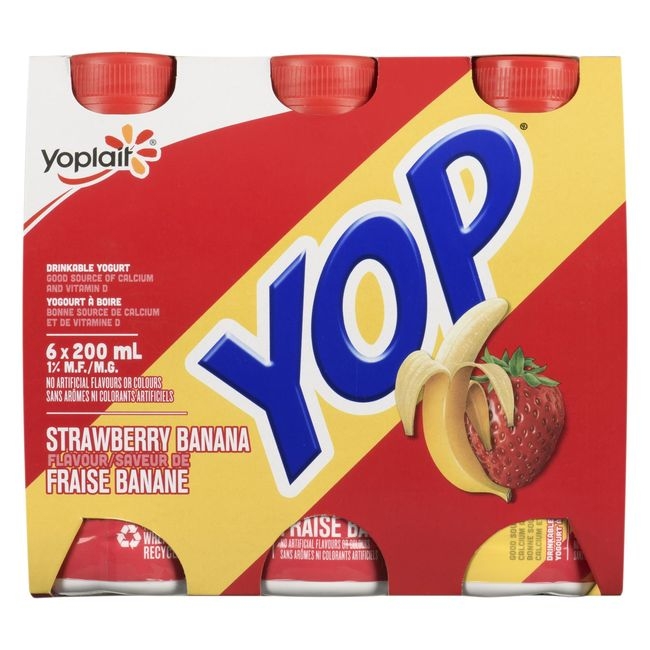 1 Percent Milk Fat Strawberry Banana Drinkable Yogurt