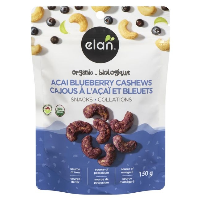 Elan Organic Acai Blueberry Cashews Snacks, 150 G -- 8 Per Case