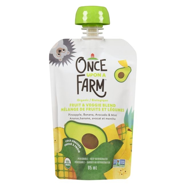 Organic Pineapple Banana Avocado with Mint Fruit and Veggie Blend for Baby