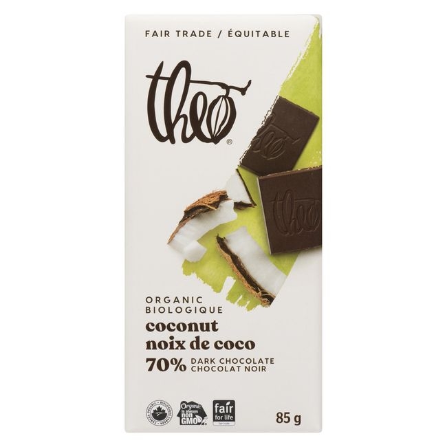 Organic Coconut 70 Percent Dark Chocolate Bar