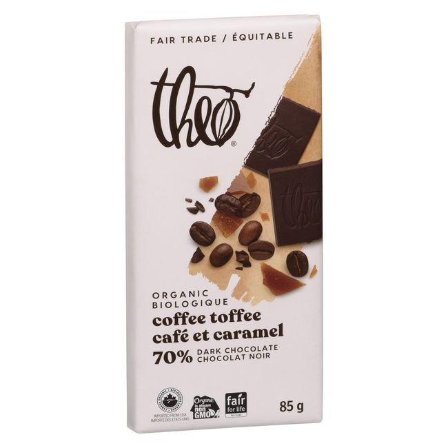 Coffee Toffee 70 Percent Dark Chocolate Bar