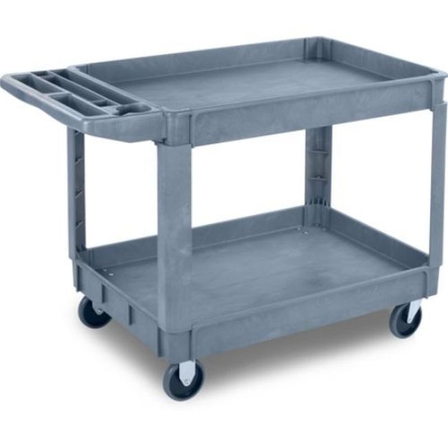 UC452523 Polypropylene Gray Bin Top 2 Shelf Utility Cart, 45 X 25 in