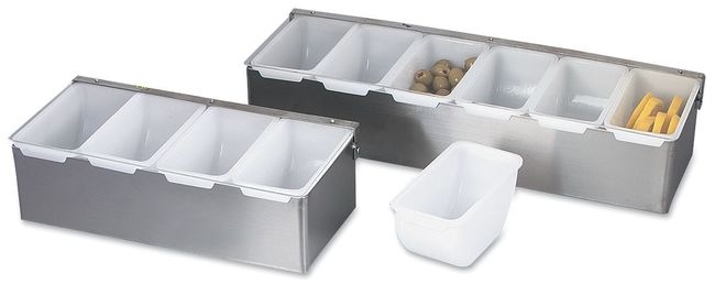 Stainless Steel 5 Compartment Bar Caddy with Plastic Inserts