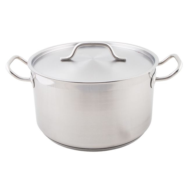 3903 Optio Stainless Steel Sauce Pot with Low Domed Cover, 10 qt Capacity