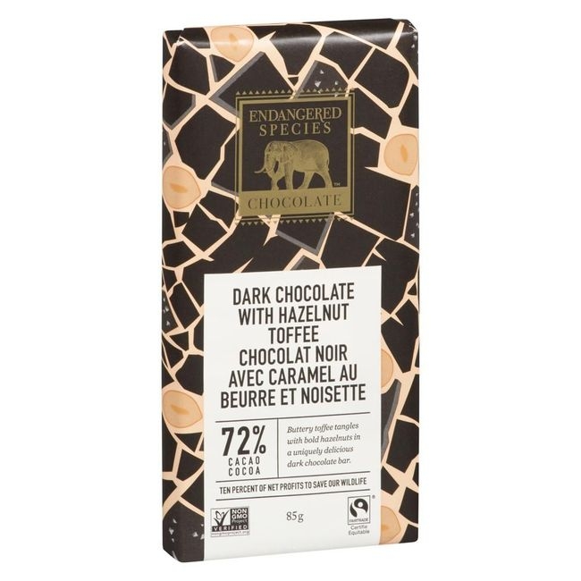 72 Percent Cocoa Dark Chocolate with Hazelnut Toffee Bar