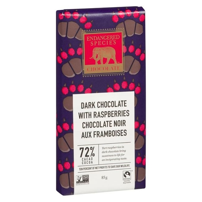 Grizzly 72 Percent Cocoa Dark Chocolate with Raspberries Bar