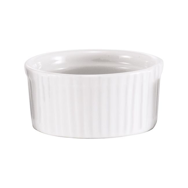 Porcelain White Smooth Rim and Ribbed Sides Ramekin
