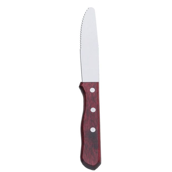 Stainless Steel Rounded Blade Pakkawood Handle Steak Knife
