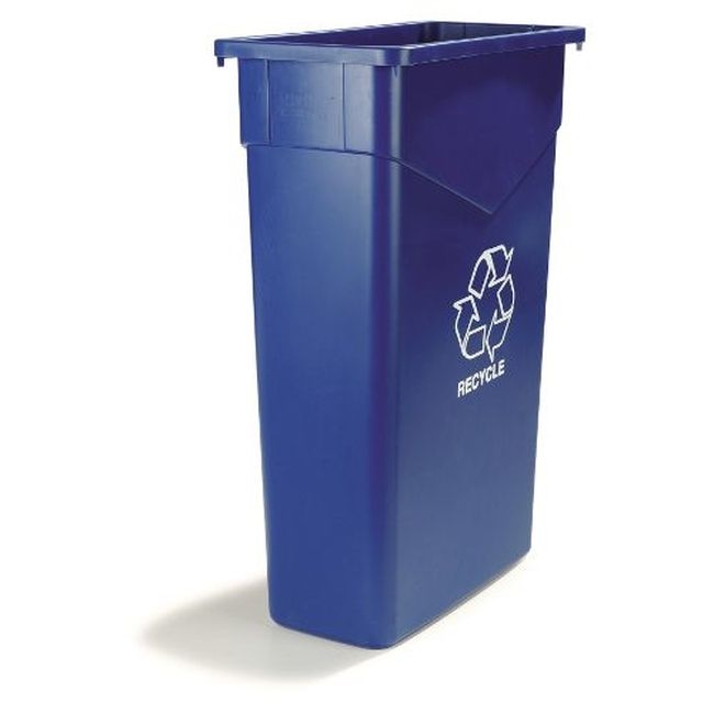 342023REC14 Trimline Blue Polyethylene Rectangle Recycle Trash Can, 23 gal Capacity