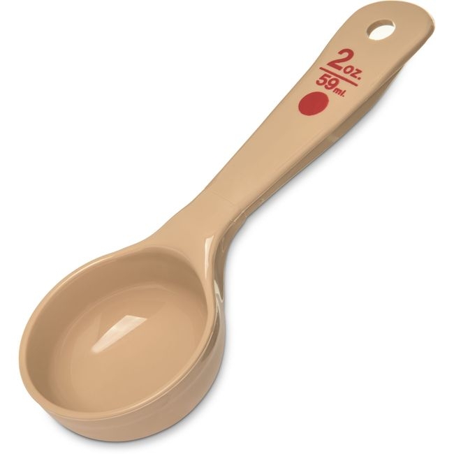 432406 Measure Miser Polycarbonate Beige Solid Short Handle Portion Spoon, 2 oz Capacity